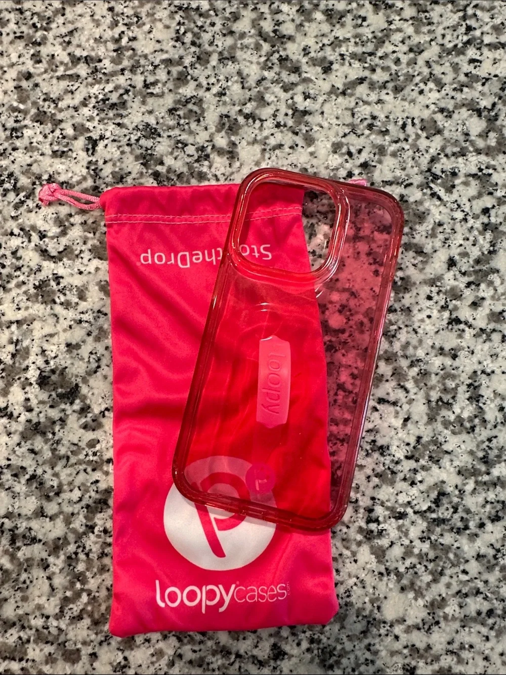 Loopy Case Clear Pink Phone Case with Hand Strap Loop- IPhone 14 Pro